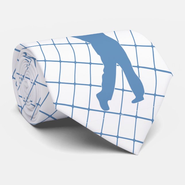 Gravata Golf Blue Silhouette Golfer e Golf Club (Rolled)