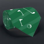 Gravata Golf Pattern Ball Flag Club Golfer Gift Gift<br><div class="desc">Padrão mínimo de golfe com clubes, bolas e bandeiras para jogadores de golfe. Presente para clube de golfe, golfista, jogador de golfe, equipe, treinador. A moderna e monocromática moda de golfe preto-e-branco padrão de golfe jogador de golfe é a decoração do lar, toalhas, ... Articulação de pescoço com faixa verde...</div>