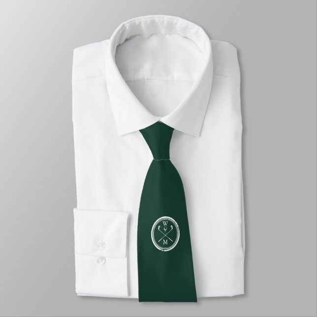 Gravata Golf Personalizado com Monograma em Verde Esmerald (Amarrado)