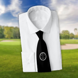 Gravata Golf Preto e Branco com Monograma Personalizado