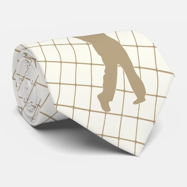 Gravata Golf Tan Silhouette Golfer e Golf Club (Rolled)