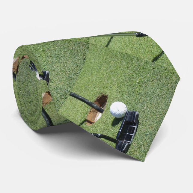 Gravata Golfe Ball E Putter No Verde, (Rolled)
