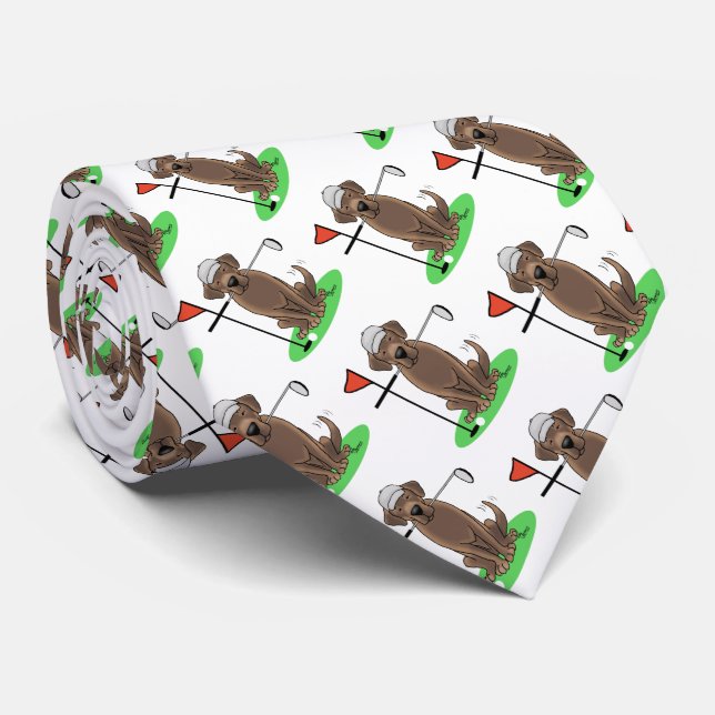 Gravata Golfe Chocolate Labrador Cachorro do Retriever - E (Rolled)