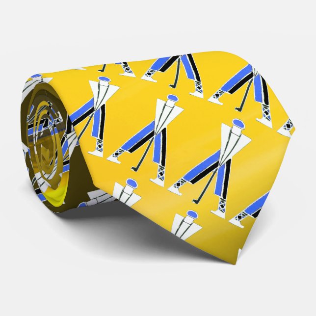 GRAVATA GOLFER AZUL AMARELO ESSIBILIZADO, JOGADORES DE GOL (Rolled)