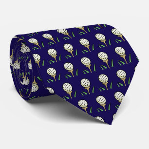 Gravata Golfer Balls Douradas Camisetas em Azul