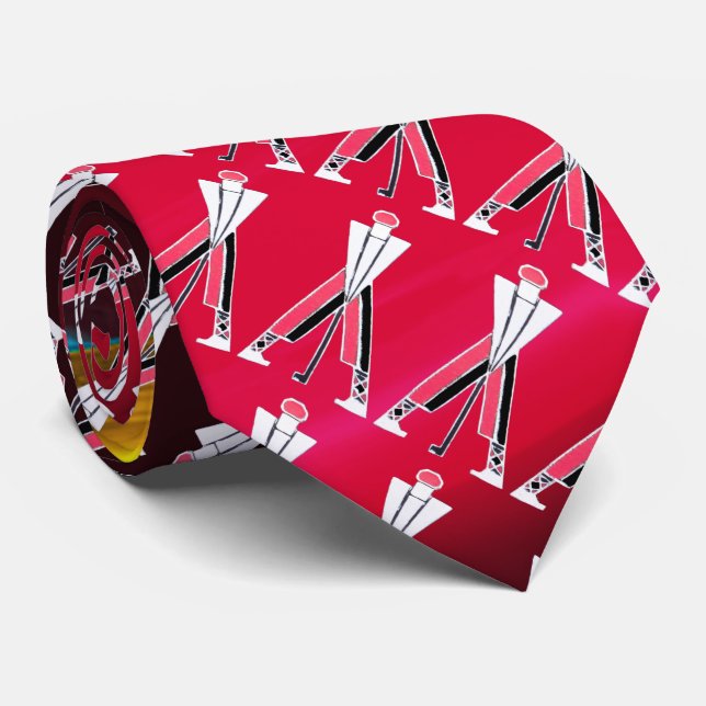 GRAVATA GOLFER BRANCO-VERMELHO ESSIBILIZADO, JOGADORES DE  (Rolled)