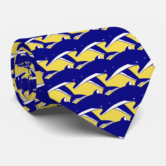 Gravata Golfinhos Futebol esportivo jogando beisebol (Rolled)