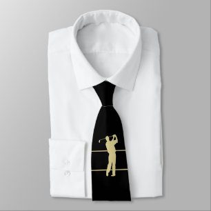 Gravata Golfista de Silhueta Dourado no Colo Negro