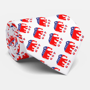 Gravata GOP - Elefante vermelho, branco & azul