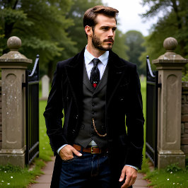 Gravata Gothic Black Damask Rose Wedding