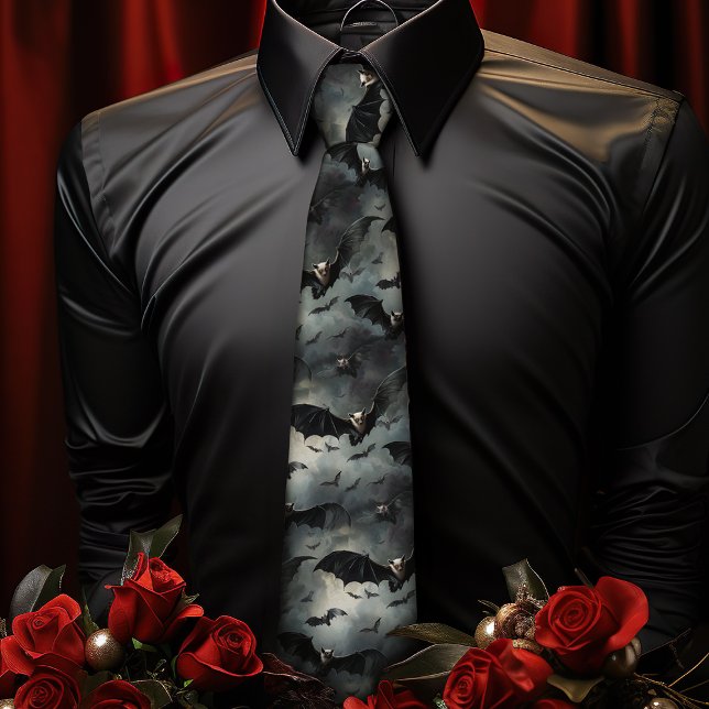 Gravata Gótica Bats Halloween | Casamento gótico (Show your friends your batty side with this bats tie, perfect for Gothic Weddings or Halloween)