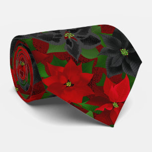 Gravata Gótico de Poinsettia Vermelha Negra