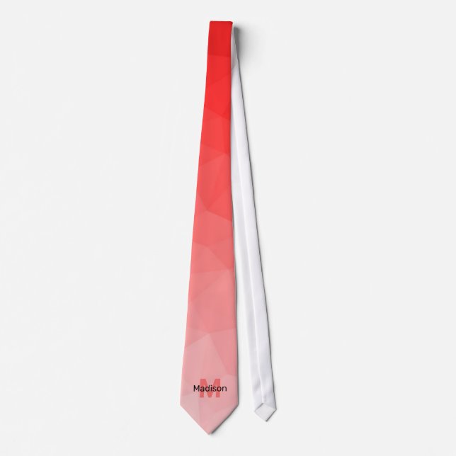 Gravata Gradiente vermelho geometria padrão de malha Monog (Frente)