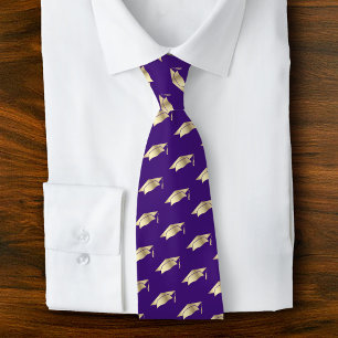 Gravata Graduação Roxo Dourado Folha Ícone Padrão Negrito