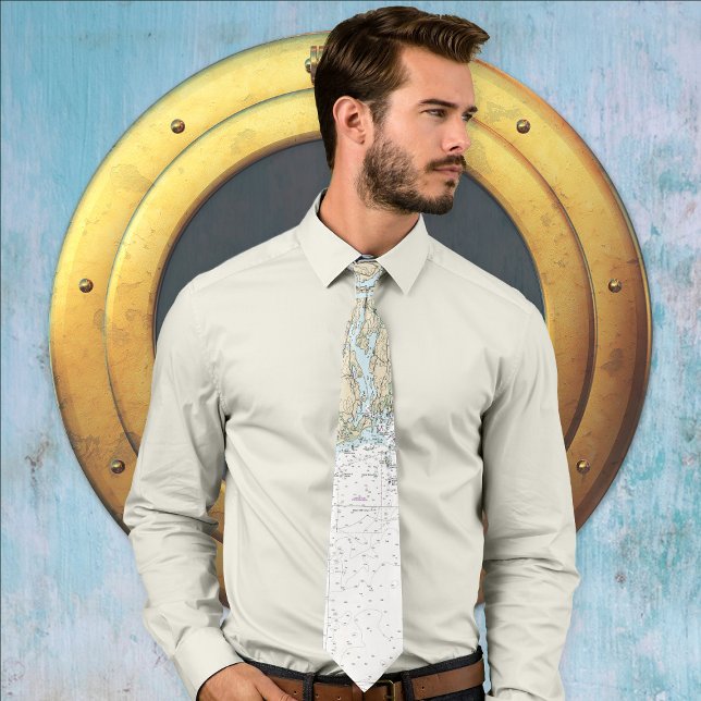 Gravata Gráfico de Navegação Náutica Maine Insular de Monh (Criador carregado)