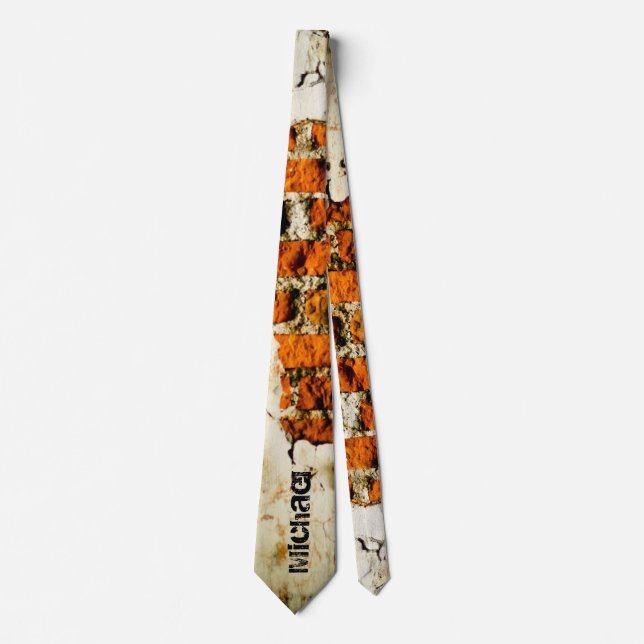 Gravata Grafite de parede de tijolo laranja Branco Resfria (Frente)