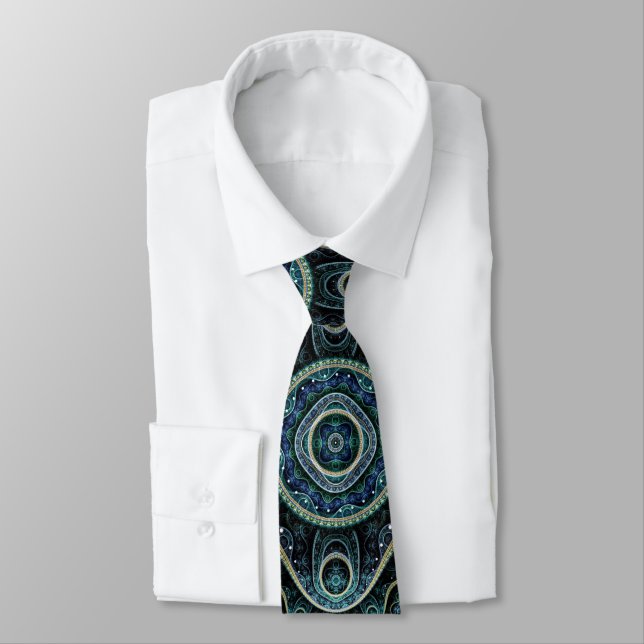 Gravata Grand Royal Julian Fractal Mandala Patterno (Amarrado)