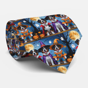 Gravata Grande Cachorro Suíço Pumpkin Halloween Engraçado