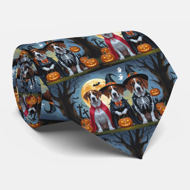 Gravata Grande Dane Dogs Pumpkin Halloween Engraçado (Rolled)