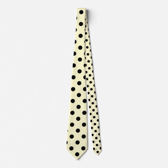 Gravata Grandes bolinhas - preto no creme (Frente)