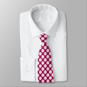 Gravata Grandes pontos retros - Borgonha e rosa do escudo