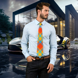 Gravata Gravação de Padrão de Xadrez Colorida Negrito