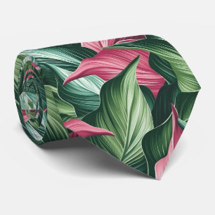 Gravata Gravação impressionante com folhas tropicais em ve