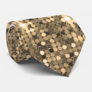 Gravata Gravando Dourado Disco Sequin Sparkle Tie