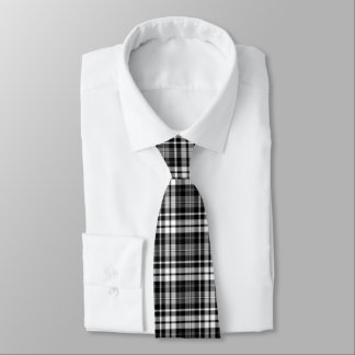 Gravata Gray Black White Plaid Tartan 