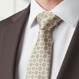 Gravata Gray Gold Mandala Pattern