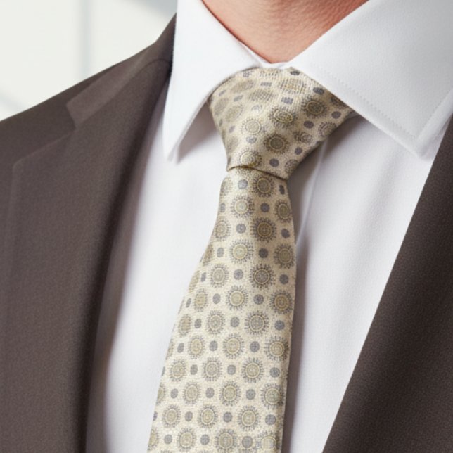 Gravata Gray Gold Mandala Pattern (Criador carregado)