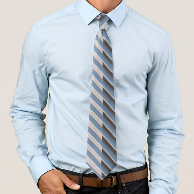 Gravata Grayish Blue Stripes On A Split Tan And Brown      (Criador carregado)