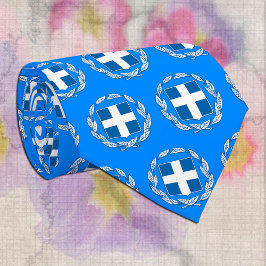 Gravata Grécia de moda Emblem Tie, Bandeira Grego Azul