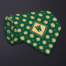 Gravata Green Gold Baseball Icon Necktie