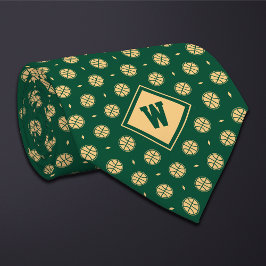 Gravata Green Gold Basketball Icon Necktie