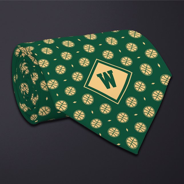 Gravata Green Gold Basketball Icon Necktie (Criador carregado)