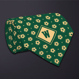 Gravata Green Gold Futbol (Soccer) Ball Icon Necktie