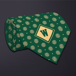 Gravata Green Gold Golf Ball Icon Necktie