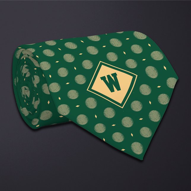 Gravata Green Gold Golf Ball Icon Necktie (Criador carregado)