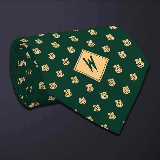 Gravata Green Police Badge Pattern (Criador carregado)
