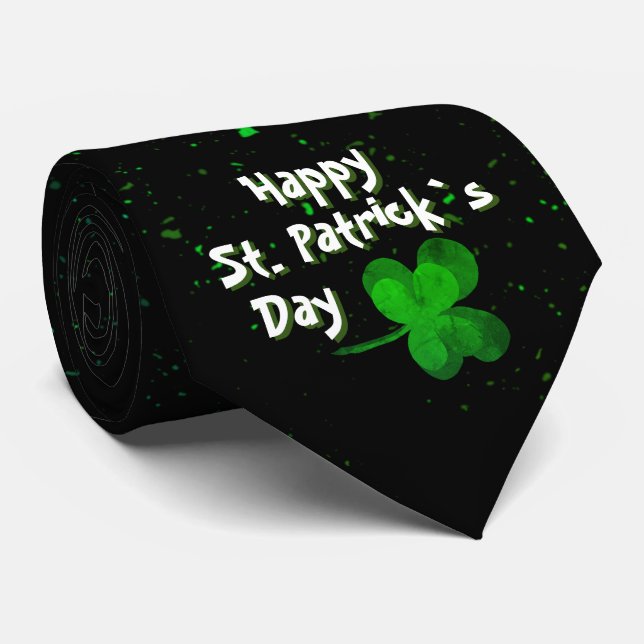 Gravata Green Shamrock Irish Happy Day, Rua feliz irlandes (Rolled)