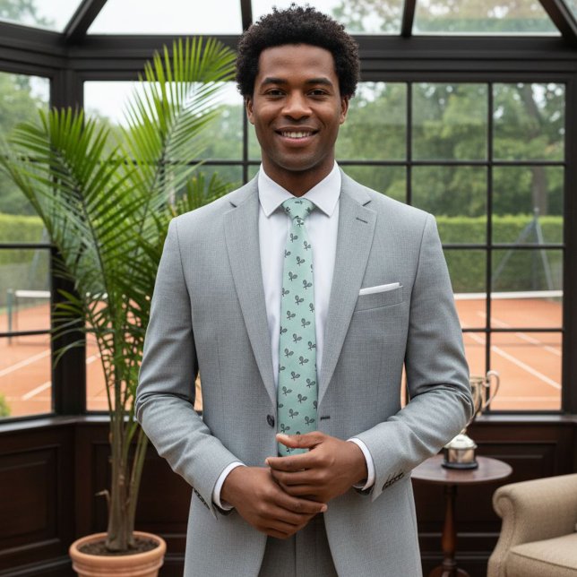 Gravata Green tennis tie, racket tie, funny wedding tie (Criador carregado)