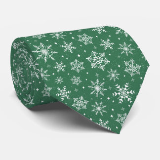 Gravata Green White Snowflakes Seamless Pattern