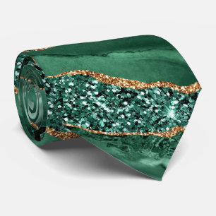 Gravata Grelha do Pescoço Elegante Grelha Verde Dourada Má