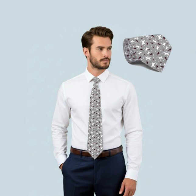Gravata Grey Geo Star & Triangle Pattern Tie (Criador carregado)