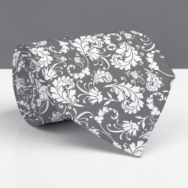 Gravata Grey Gray Floral Pattern Custom Necktie