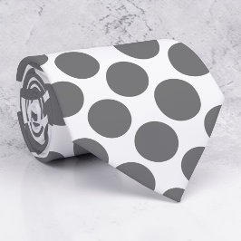 Gravata Grey Polka Dots on White Custom Necktie