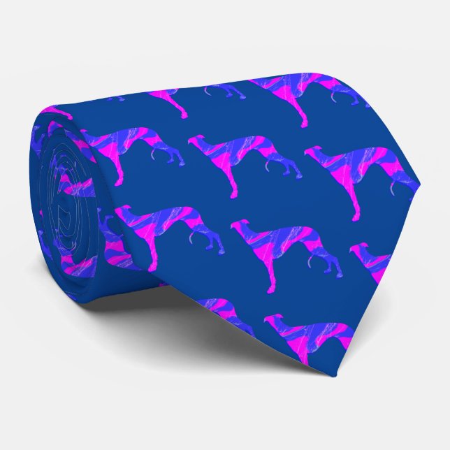 Gravata Greyhound Lurcher Cachorro Rosa Silhuette Pescoço  (Rolled)
