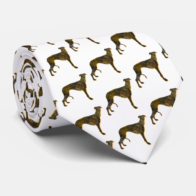 Gravata Greyhound Lurcher Dog Silhoueen White (Rolled)