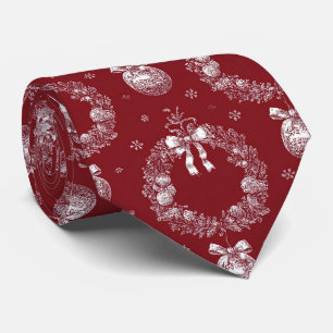 Gravata Grinalda de Natal Toile em Vermelho Escuro